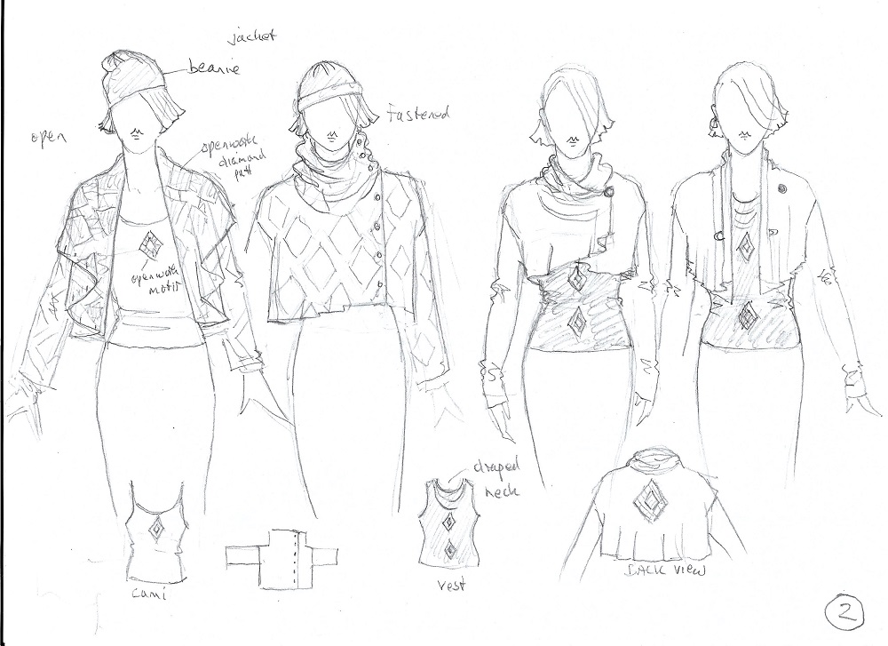 design sketches for Rooster Yarns