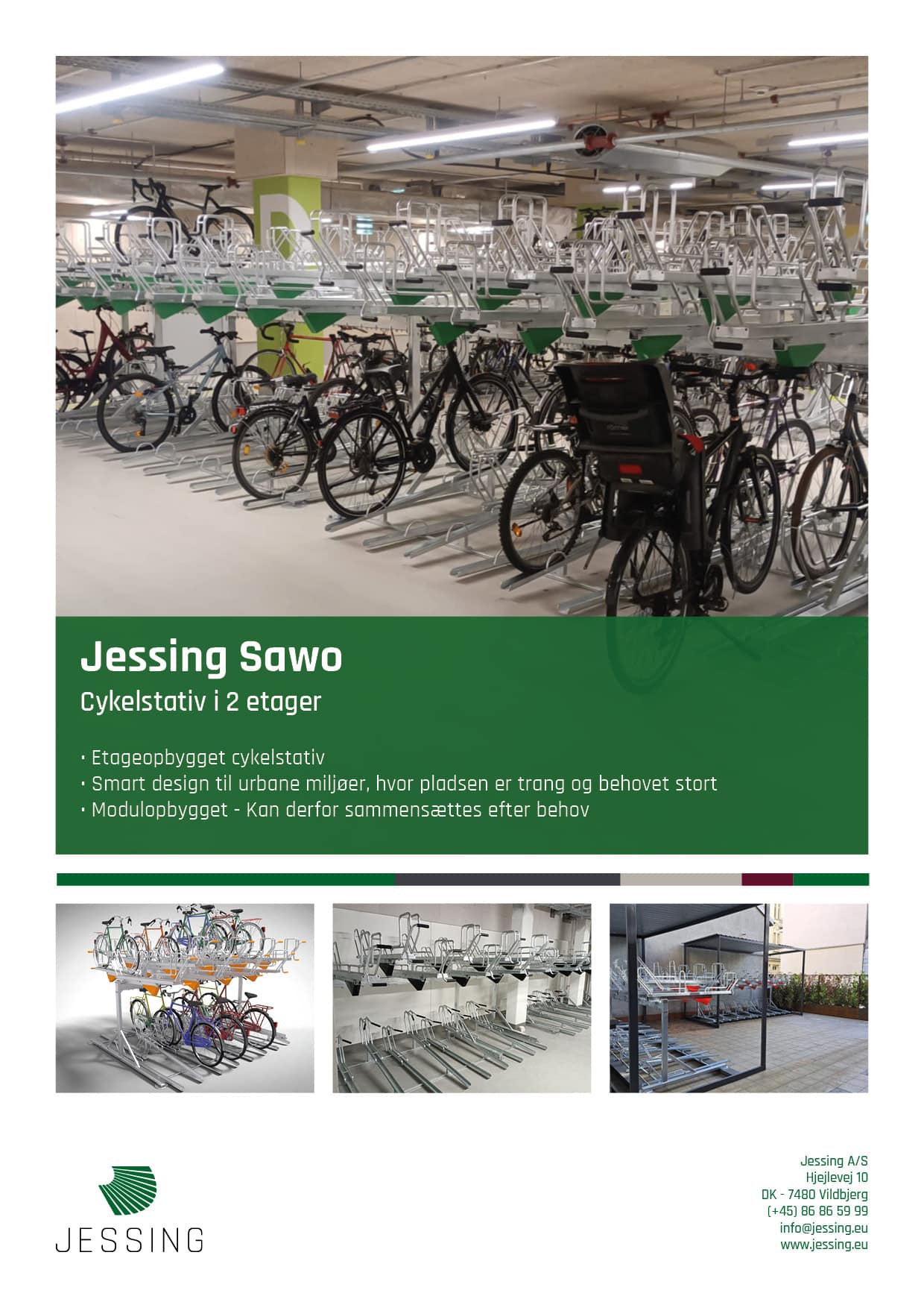 Jessing Sawo 2-etager cykelstativ datablad