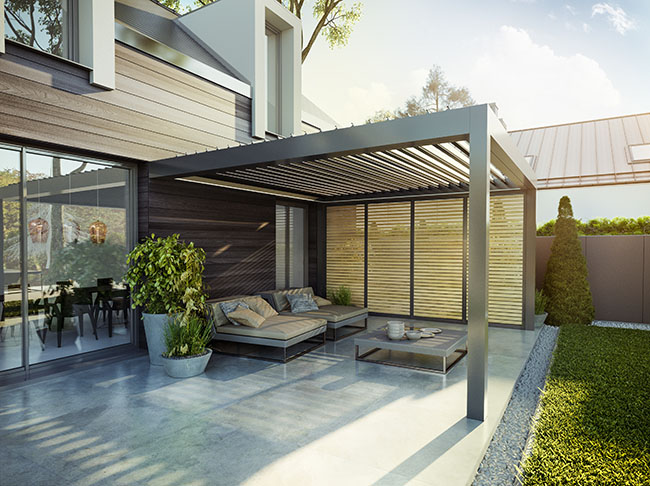 pergola bioclimatique bordeaux avec panneaux bois