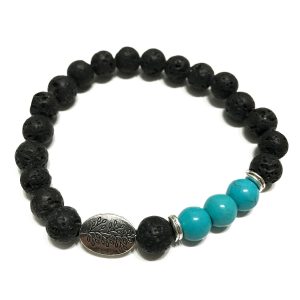 Lava Stone Leaf Bracelet - Turquoise