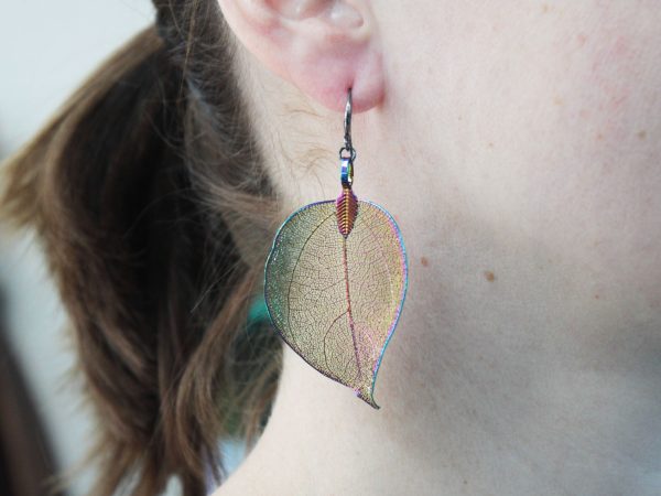 Bravery Leaf Earrings - Rainbow