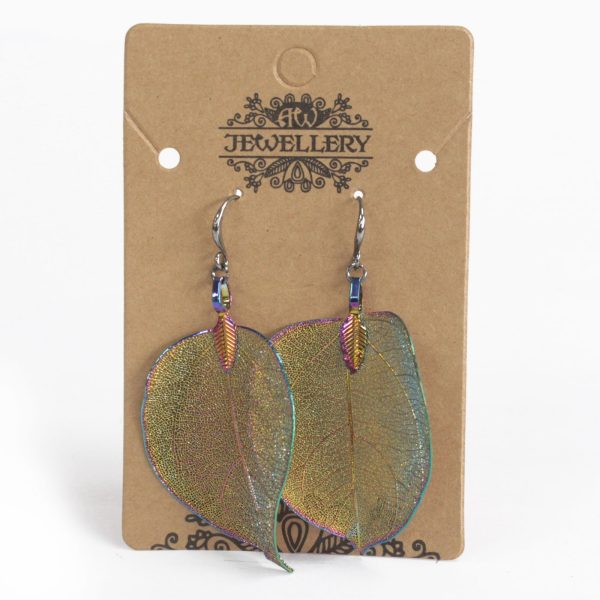 Bravery Leaf Earrings - Rainbow
