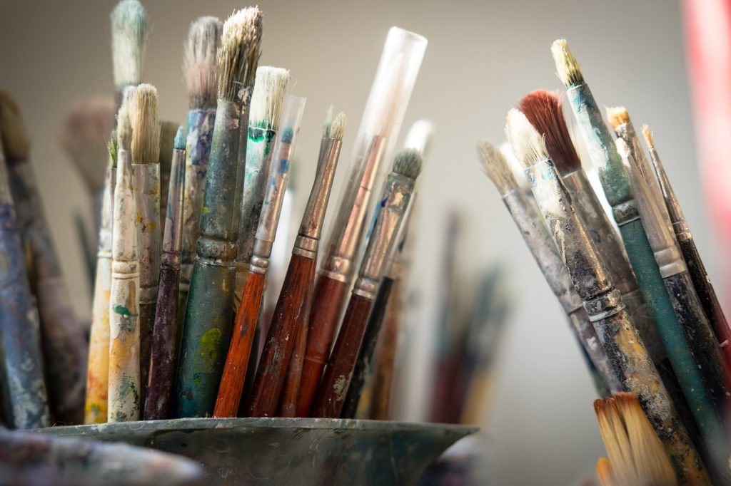 brushes, paint, artist