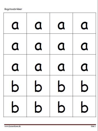 Bogstavsbrikker til pauseopgaver i skolen.