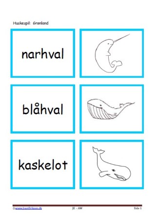 Memory / huskespil til undervisningen i dansk og temaet havet.