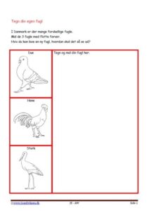 Elevopgave med design. Fugl