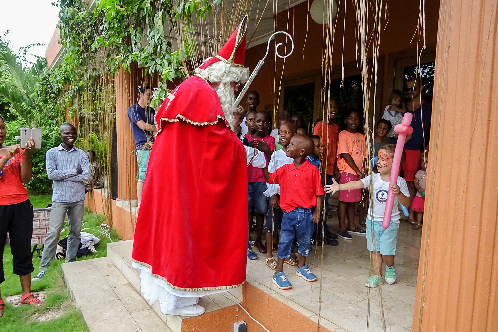 De begroeting aan de Sint.