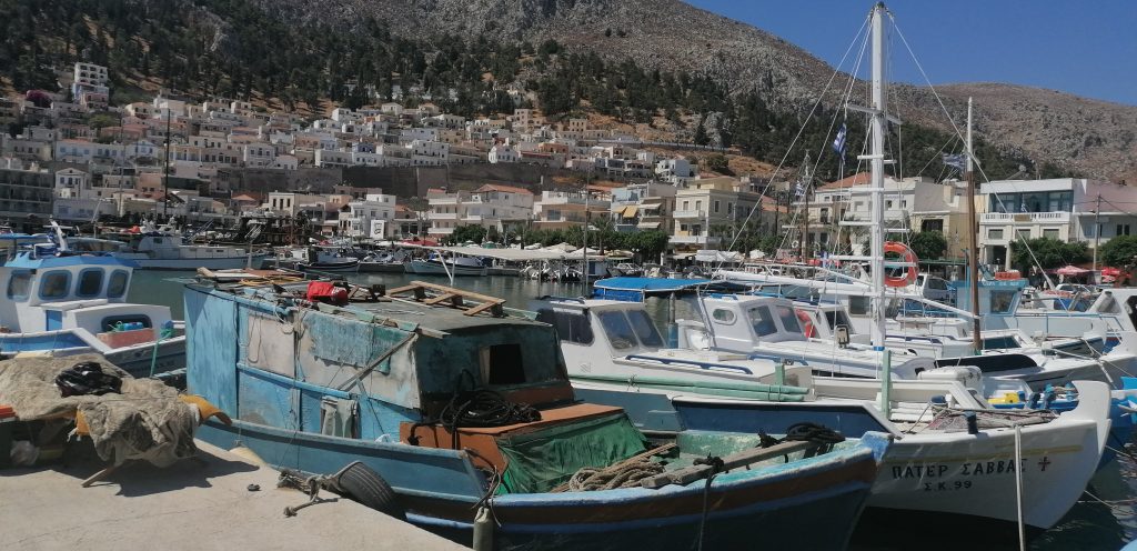 Hamnen i Pothia är Kalymnos viktiga knutpunkt till övriga Grekland