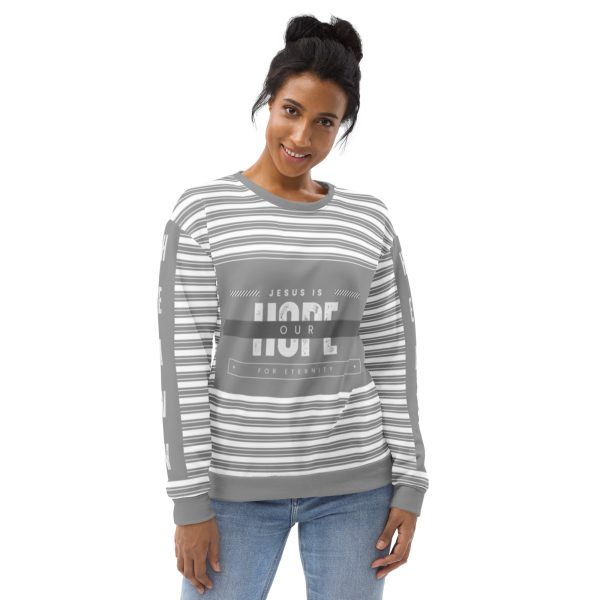 Christian designer sweatshirt, Jesus is our hope, Grey sweatshirt