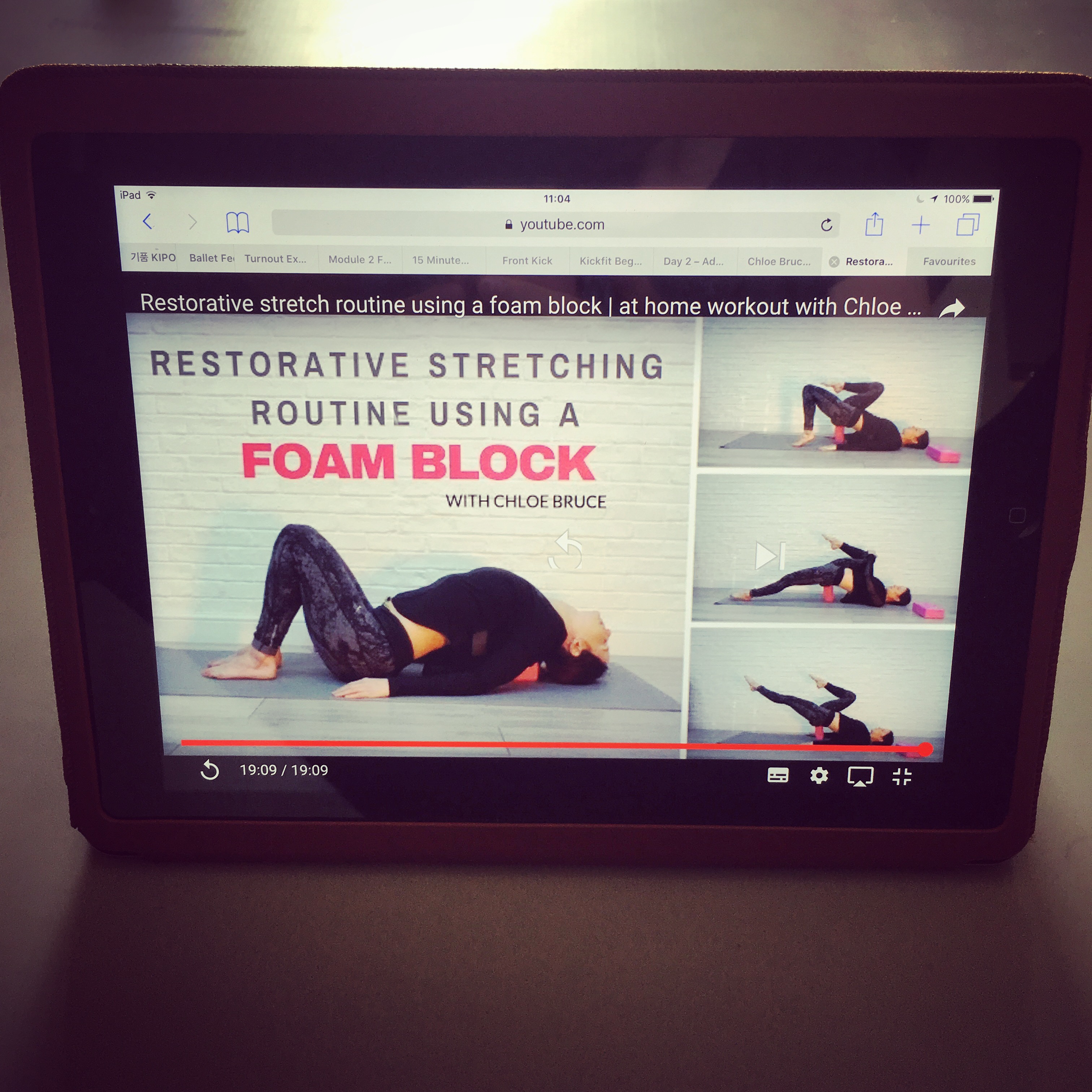 Restorative workout using foam yoga blocks