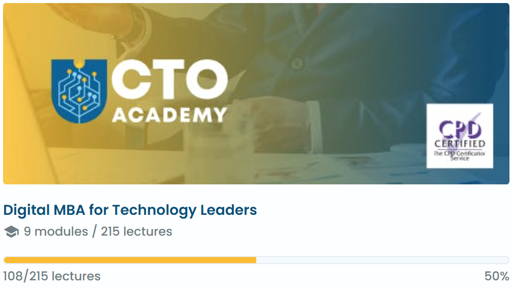 Halfway my Digital MBA for Technology Leaders learning journey