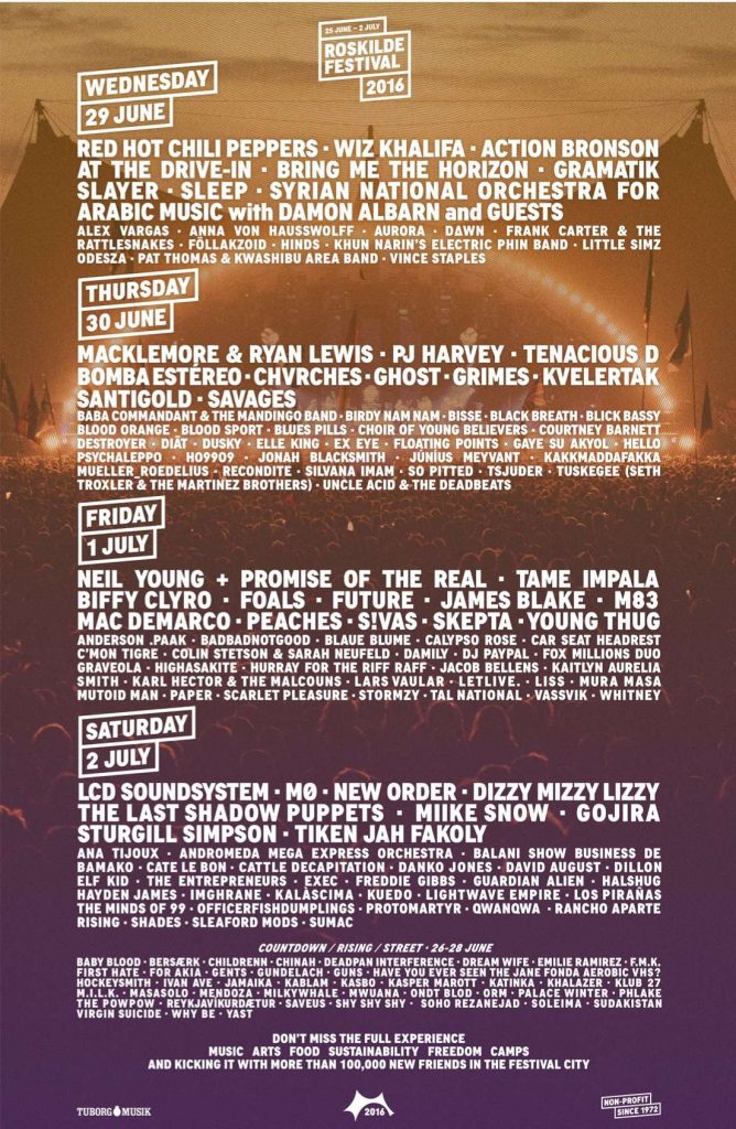 Roskilde Festival Line-Up 2016
