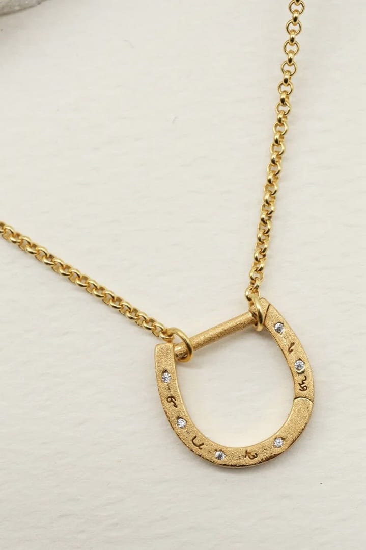 Claire Hill Designs Sparkly Gold Horseshoe Necklace