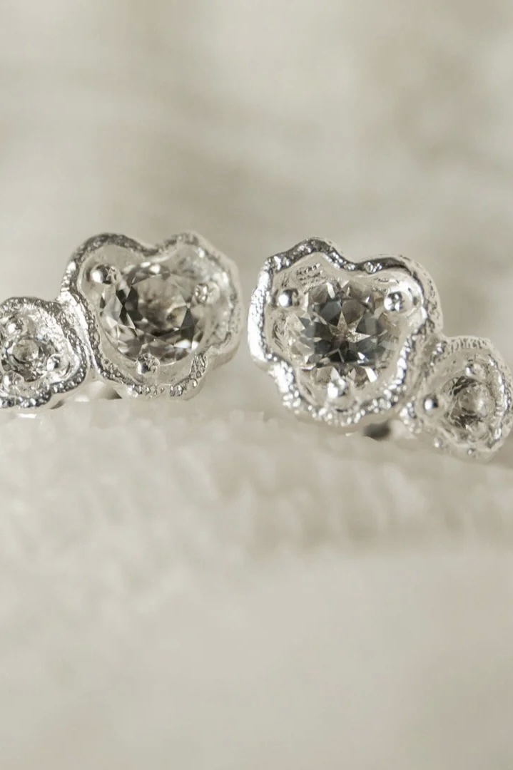 Claire Hill Designs White Topaz Silver Climber Stud Earrings