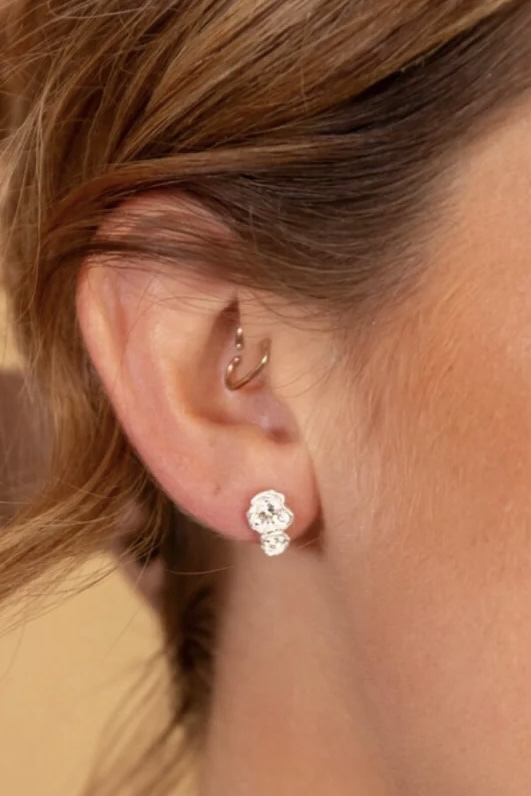 Claire Hill Designs White Topaz Silver Climber Stud Earrings