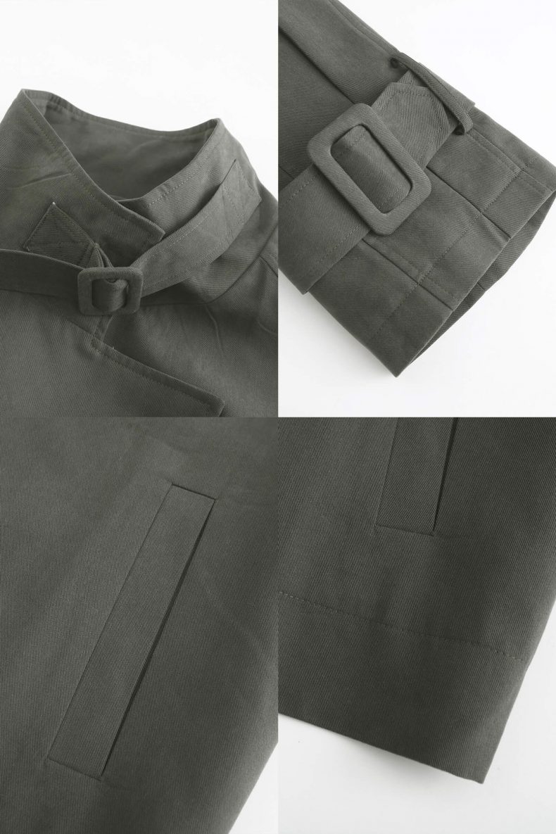 Cubic London Overlay Cropped Trench Coat in Gray - One Size