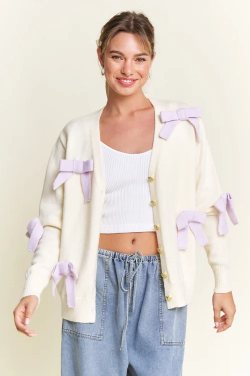 ivory bow cardigan