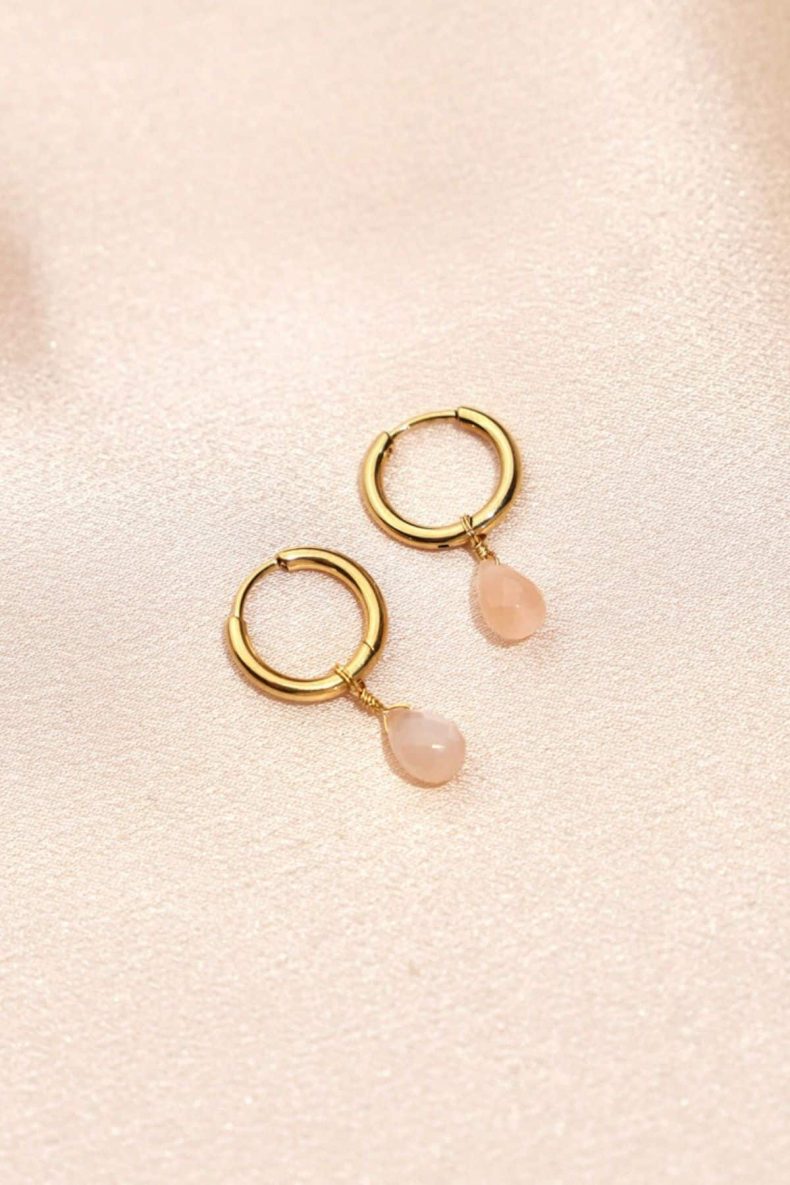 vc rose quartz earrings