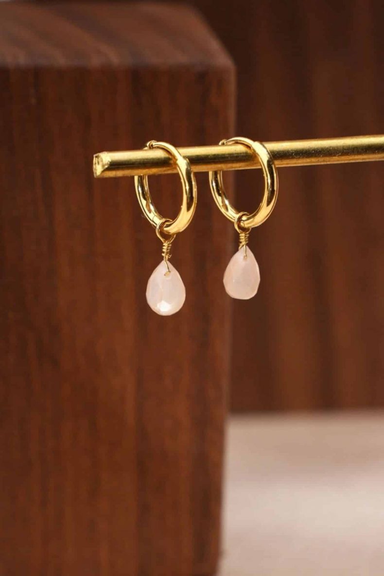 vc rose quartz earrings