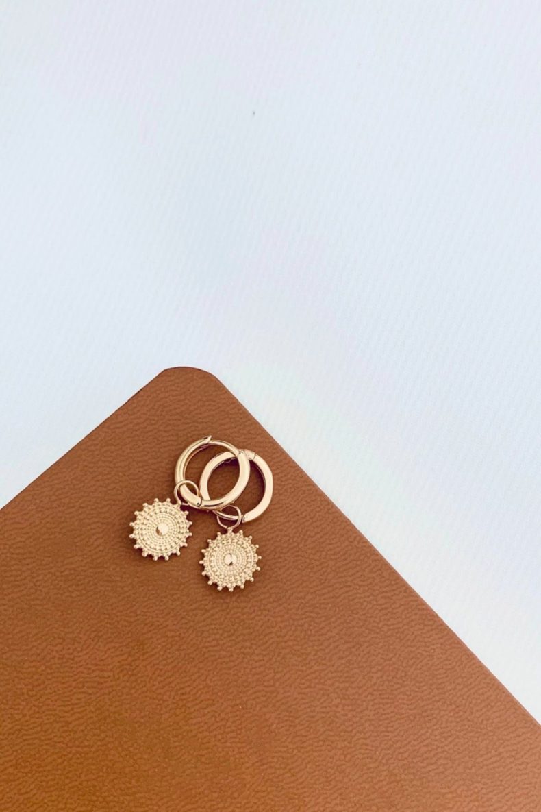 Victoire Collection Round Sun Pendant Earrings