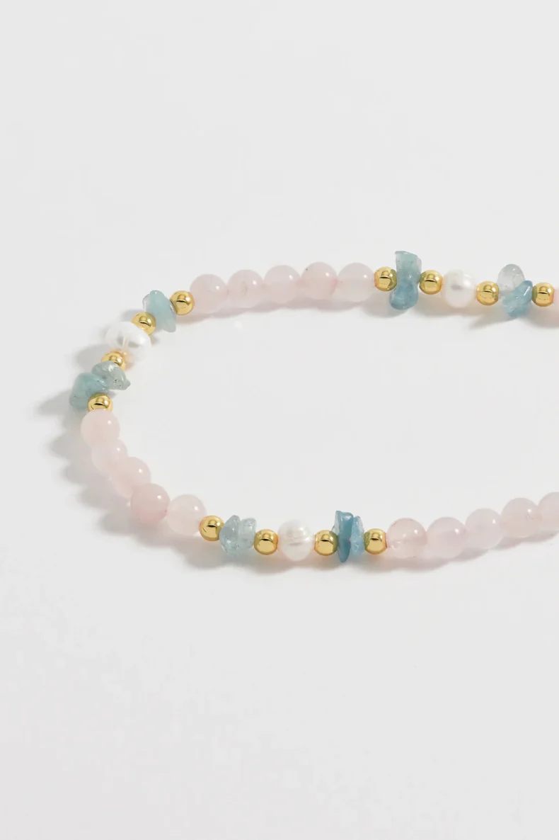 Estella Bartlett Pink Gemstone T-Bar Necklace