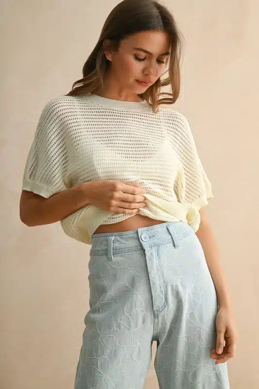 Miou Muse Knitted Cut-Out Back Top