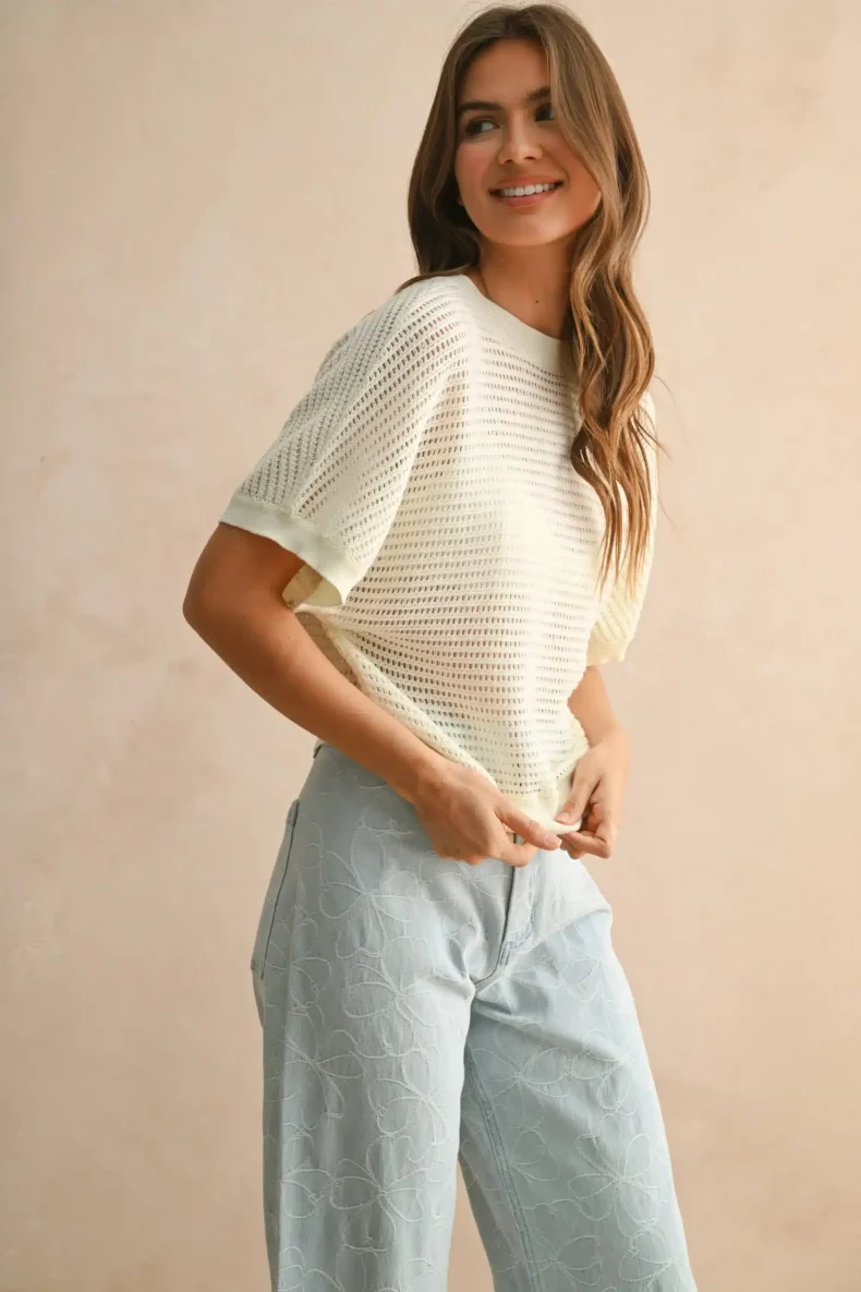 Miou Muse Knitted Cut-Out Back Top