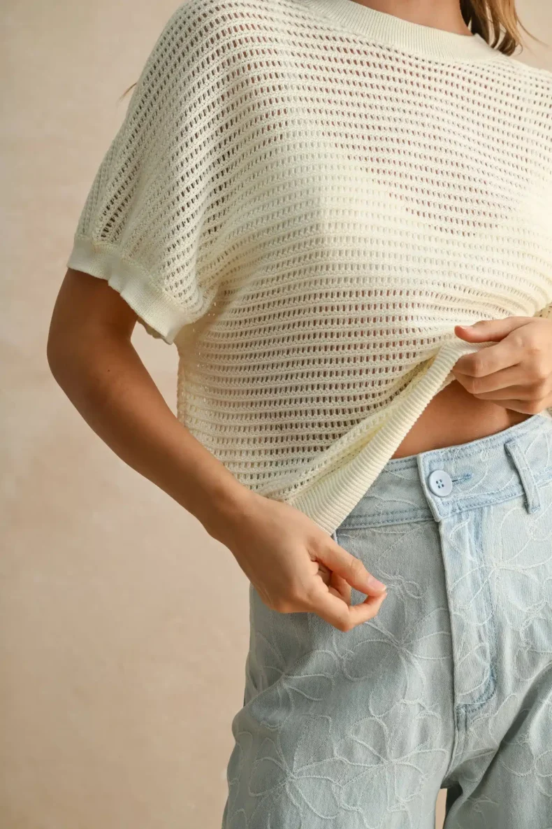 Miou Muse Knitted Cut-Out Back Top