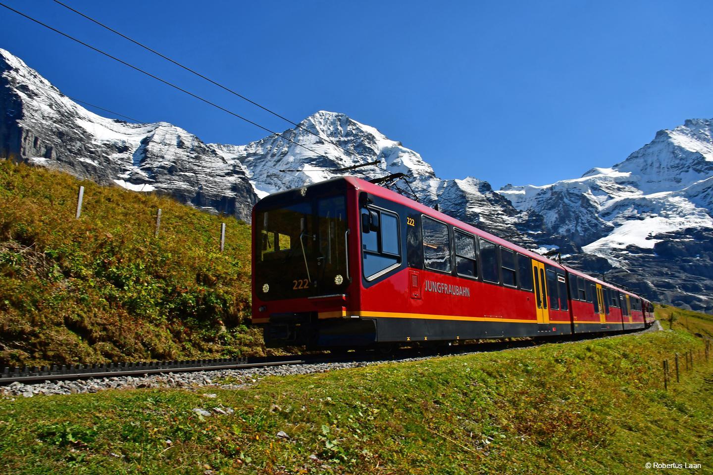 Jungfrau railway on its way up