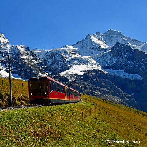 The Jungfrau Railway train on its way to the Jungfraujoch - Top of Europe