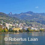 montreux on lake geneva shore and Rochers de Naye