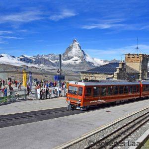 Gornergrat summit station with the Matterhorn