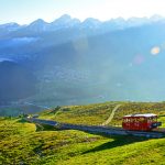 The Muottas Muragl funicular railway and St. Moritz