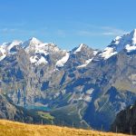 View of Lake Oeschinen from the Allmenalp above Kandersteg