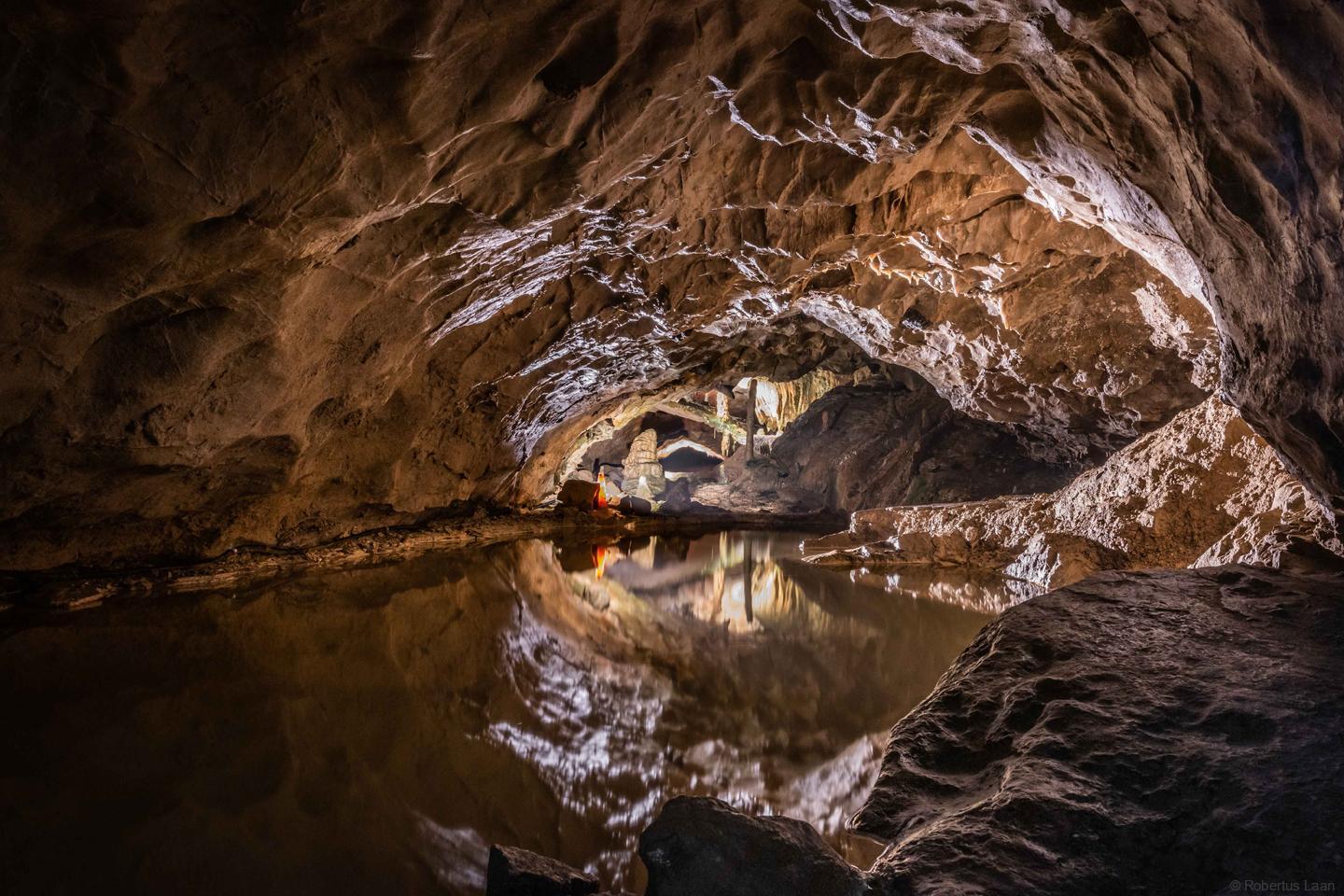 Reflections in one of the several ponds in the Beatus caves