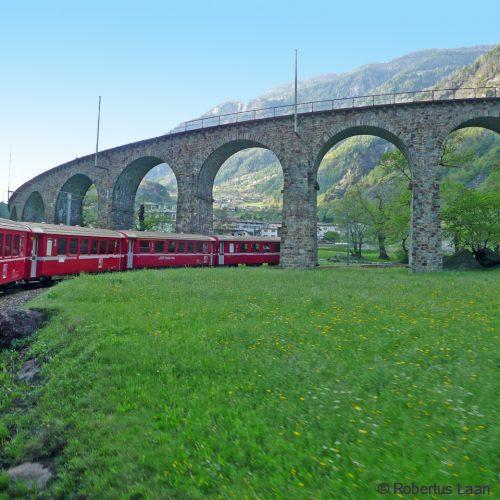 Bernina railway in Brusio