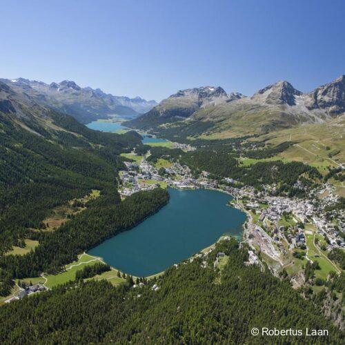 St. Moritz and the lakes seen from above