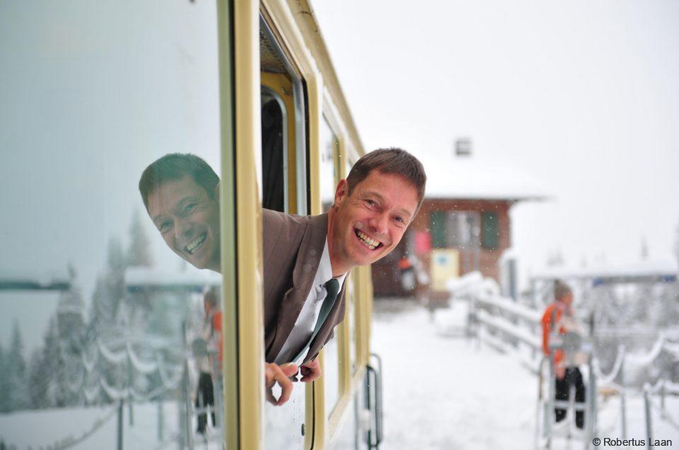 Robertus Laan, CEO Jungfrau Tours AG looking out of the Wengernalpbahn (Jungfrau Top - of Europe)