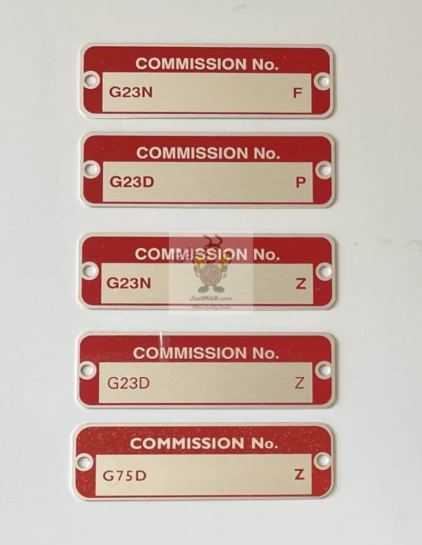 MGB/GT 1800  MGC/GT & MGBGTV8 Commission Plate - Stamped as per original ..