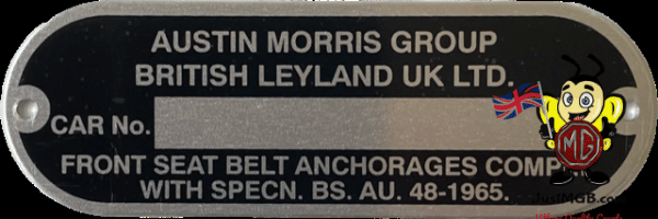 MGB/C & Factory V8 Chassis Plate Single line Embossed (UK Cars September 1967- June 1979) .. - Image 3