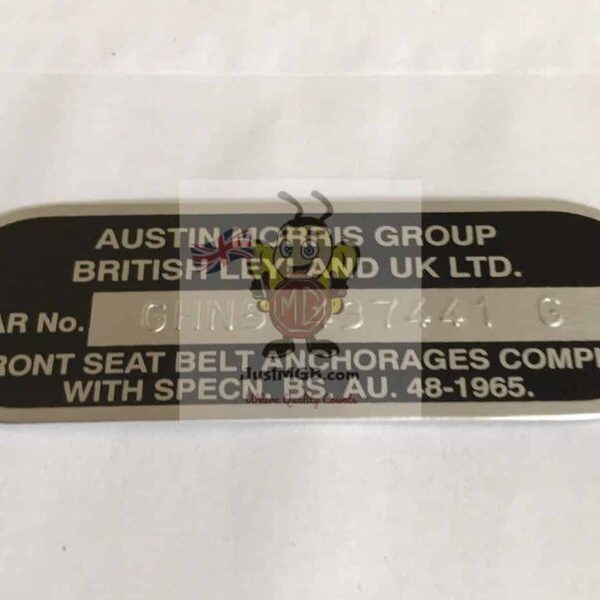 Chassis Plate Stamped or Embossed MGB/C & Factory V8