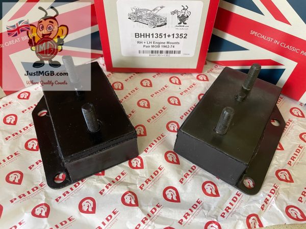 BHH1351 + BHH1352 - MGA/MGB LH + RH Engine Mounting Set. All MGA 1500/1600 MGB192-74 (Chrome Bumper Cars)