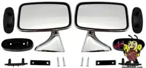 PAIR (x2) GAM215 + GAM216 - MGB/C/GT/V8 RH+LH Door Mirrors Stainless - CMR38 JLM9512