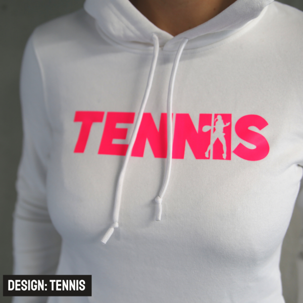 Tennis hoodie wit neon roze
