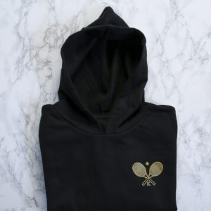 Classic tennis-cropped hoodie zwart goud