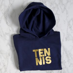 Tennis cropped hoodie navy goud