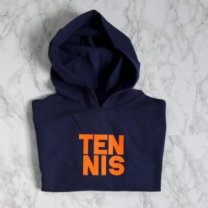 Tennis cropped hoodie navy oranje