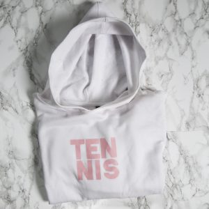 Tennis cropped hoodie wit roze