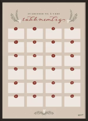 plakat med takknemlighetskalender adventskalender