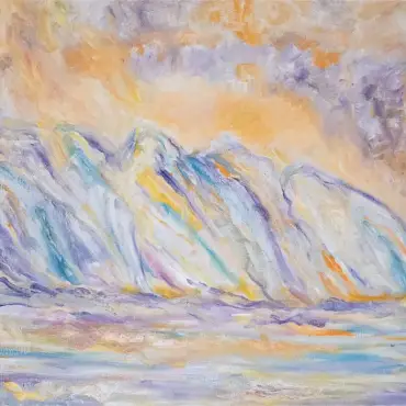 Mountain with ice above the sea at sunset - Carl Hakan Kallaker